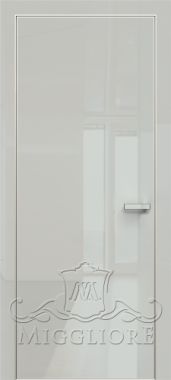 Крашеная дверь эмаль GLOSS 10 G Глянец, GRIGIO 7035, алюминиевая кромка и алюминиевый  короб, наличник