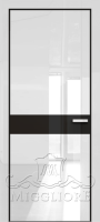 Крашеная дверь эмаль GLOSS 11 G Глянец, BIANCO, алюминиевая черная кромка и черный алюминиевый короб, наличник, вставка - эмаль