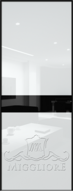 Дверь в квартиру GLOSS 11 G Глянец, BIANCO, алюминиевая черная кромка и черный алюминиевый короб, вставка - эмаль