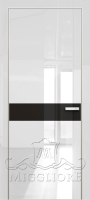Крашеная дверь эмаль GLOSS 11 G Глянец, BIANCO, алюминиевая кромка и алюминиевый  короб, наличник, вставка - эмаль