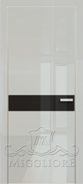 Глухая дверь GLOSS 11 G Глянец, GRIGIO 7035, алюминиевая кромка и алюминиевый  короб, наличник, вставка - эмаль