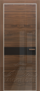 Деревянные двери GLOSS 11 G Глянец, шпон американского ореха нетонированный, алюминиевая кромка и алюминиевый  короб, наличник, вставка - эмаль