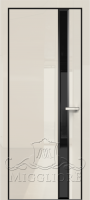 Крашеная дверь эмаль GLOSS 21-F V Глянец, AVORIO 9010, алюминиевая черная кромка и черный алюминиевый  короб