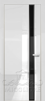 Крашеная дверь эмаль GLOSS 21-F V Глянец, BIANCO, алюминиевая кромка и алюминиевый  короб