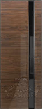 Деревянные двери GLOSS 21-F V Глянец, шпон американского ореха нетонированный, алюминиевый  короб