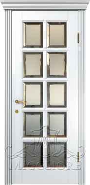 Дверь со стеклом LEGNO LND-1 V-10-FACET BIANCO PERLA