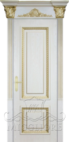 Дверь в квартиру MONTE NAPOLEONE 005-2 G наличник-пилястра №1 Эмаль белая на шпоне ясеня филенка - шпон ясеня PATINATO ORO