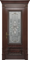 Дверь в квартиру MONTE NAPOLEONE 106 V-витраж с бевелсами №1 Американский орех тонированный филенка-корень ясеня PATINATO