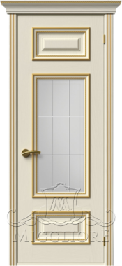 Дверь со стеклом PROVENZA 3 V FRASSINO AVORIO PATINATO ORO KOSA