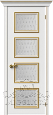 Дверь со стеклом PROVENZA 4 V FRASSINO BIANCO PATINATO ORO KOSA