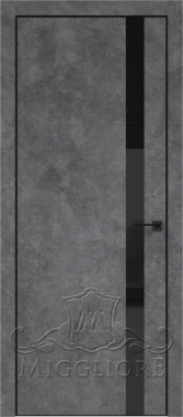 Дверь со стеклом QUADRO 9.05 алюминиевая кромка черная V-лакобель черный LOFT GRAFITE