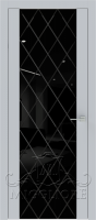 Дверь со стеклом триплекс TRIPLEX 15  V-TRIPLEX-NERO-GRAVIROVKA ROMB LIGHT GREY