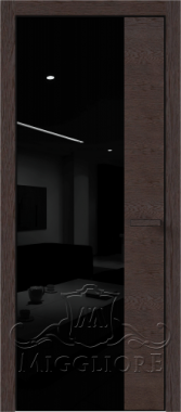 Деревянные двери VETRO MMR04 алюминиевая черная кромка, V-лакобель черный, Шпон дуба тон-14