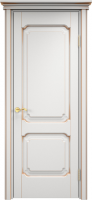 Белорусская дверь Модель ОЛ 7_2 ДГ Карниз Белый грунт патина Золото