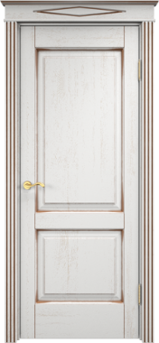 Белорусская дверь Модель Д13 ДГ Белый грунт с патиной Орех