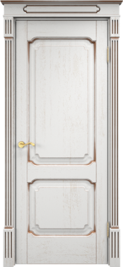 Белорусская дверь Модель Д7-2 ДГ Белый грунт с патиной Орех