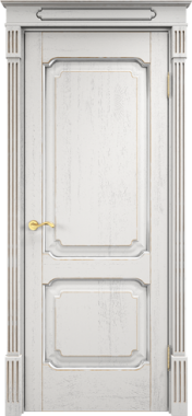 Белорусская дверь Модель Д7-2 ДГ Белый грунт патина Серебро
