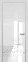 Глухая дверь GLOSS 10 G Глянец, BIANCO, алюминиевая кромка и алюминиевый короб, наличник