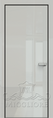 Крашеная дверь эмаль GLOSS 10 G Глянец, GRIGIO 7035, алюминиевая черная кромка и черный алюминиевый  короб, наличник