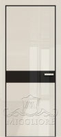 Дверь в квартиру GLOSS 11 G Глянец, AVORIO 9010, алюминиевая черная кромка и черный алюминиевый короб, наличник, вставка - эмаль