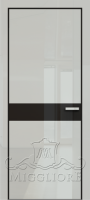 Деревянные двери GLOSS 11 G Глянец, GRIGIO 7035, алюминиевая черная кромка и черный алюминиевый короб, наличник, вставка - эмаль