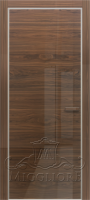 Деревянные двери GLOSS 18 G Глянец, шпон американского ореха нетонированный, алюминиевая кромка и алюминиевый  короб