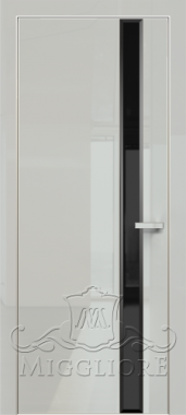 Крашеная дверь эмаль GLOSS 21-F V Глянец, GRIGIO 7035, алюминиевая кромка и алюминиевый  короб