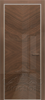 Дверь в квартиру GLOSS 34-03 G Глянец, шпон американского ореха нетонированный, алюминиевая кромка и алюминиевый  короб