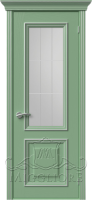 Дверь со стеклом PROVENZA 1 V FRASSINO RAL 6021 PATINATO ARGENTO KOSA