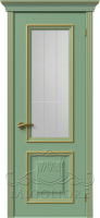 Дверь со стеклом PROVENZA 1 V FRASSINO RAL 6021 PATINATO ORO KOSA