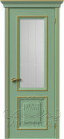 Дверь со стеклом PROVENZA 1 V FRASSINO RAL 6021 PATINATO ORO