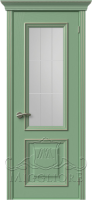 Дверь со стеклом PROVENZA 1 V FRASSINO RAL 6021 PATINATO PLATINO KOSA