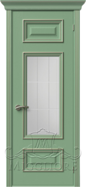 Дверь со стеклом PROVENZA 3 V FRASSINO RAL 6021 PATINATO PLATINO KOSA