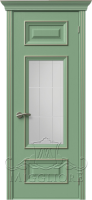 Дверь со стеклом PROVENZA 3 V FRASSINO RAL 6021 PATINATO PLATINO