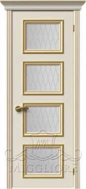 Дверь со стеклом PROVENZA 4 V FRASSINO AVORIO PATINATO ORO KOSA