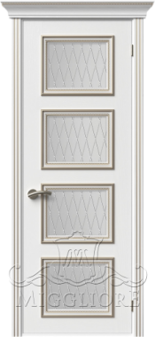 Дверь со стеклом PROVENZA 4 V FRASSINO BIANCO PATINATO PLATINO KOSA