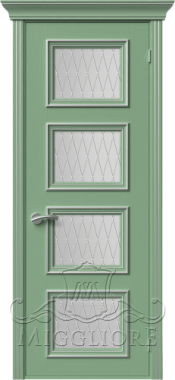 Дверь со стеклом PROVENZA 4 V FRASSINO RAL 6021 PATINATO ARGENTO KOSA