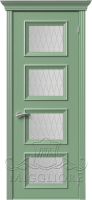 Дверь со стеклом PROVENZA 4 V FRASSINO RAL 6021 PATINATO ARGENTO
