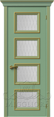 Дверь со стеклом PROVENZA 4 V FRASSINO RAL 6021 PATINATO ORO KOSA