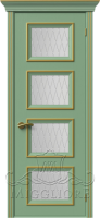Дверь со стеклом PROVENZA 4 V FRASSINO RAL 6021 PATINATO ORO