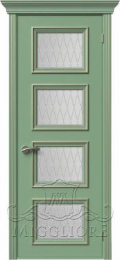 Дверь со стеклом PROVENZA 4 V FRASSINO RAL 6021 PATINATO PLATINO KOSA
