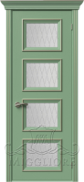Дверь со стеклом PROVENZA 4 V FRASSINO RAL 6021 PATINATO PLATINO