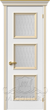 Дверь со стеклом PROVENZA 6 V FRASSINO BIANCO PATINATO ORO РАСТИР