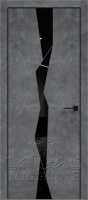 Деревянные двери QUADRO 10.32 алюминиевая кромка черная V-лакобель черный LOFT GRAFITE