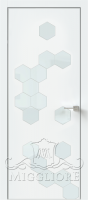 Глухая дверь QUADRO 10.33 алюминиевая кромка V-лакобель белый SILK ICE
