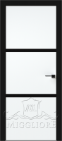 Деревянные двери QUADRO 9.02 G чёрный алюминиевый декор+чёрная алюминиевая кромка SILK ICE +ANTRACIT