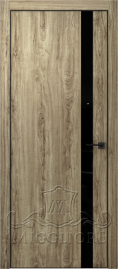 Дверь со стеклом QUADRO 9.05 алюминиевая кромка черная V-лакобель черный DUB MELFORD
