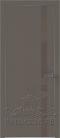 Дверь со стеклом QUADRO 9.05 алюминиевая кромка Графит V-лакобель коричневый SOFT SMOKI