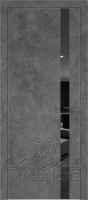 Дверь со стеклом QUADRO 9.05 алюминиевая кромка Графит V-зеркало Графит LOFT GRAFITE