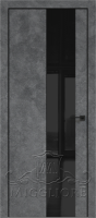 Дверь со стеклом QUADRO 9.09 алюминиевая кромка черная V-лакобель черный LOFT GRAFITE